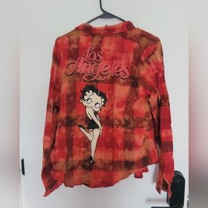 Betty Boop Flannel Button Up Shirt
